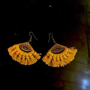 3 for $25 Wooden earrings mustard colored